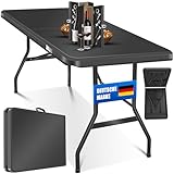 KESSER® Buffettisch Tisch klappbar Kunststoff 183x76 cm Campingtisch Partytisch Klapptisch Gartentisch für Garten, Terrasse und Balkon zusammenklappbar 6 Personen inkl. Tragegriff, Anthrazit