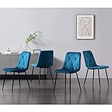 B&D home Esszimmerstühle VICCO 4er Set | Polsterstuhl Küchenstuhl für Küche, Esszimmer, Wohnzimmer, Büro | Industrial modern elegant Design | Samtstoff Petrol, 11120-PETR-4