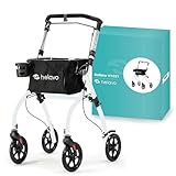Helavo schmaler Wohnungsrollator - 53 cm breiter Rollator für Wohnung - Indoor-Rollator mit Tablett und Transportkorb
