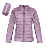 YAOJIWANG Winter Steppjacke Damen Leichte Daunenjacke Warme Freizeitjacke Dicke Puffer jacke mit Reißverschluss Gefütterte Steppmantel mit Stehkragen Leichte Steppjacke Langarm mit Taschen