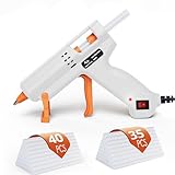 Heißklebepistole 50W Tilswall, Klebepistole mit 75pcs Klebesticks 7mm x 130mm Transparente Klebepistole Set für Schule DIY Kunst, Handwerk und schnelle Reparaturen in Haus，Weiß