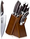 HOSHANHO Messerblock Set mit 8-TLG, Profi Messerset mit Holzblock, Scharf Edelstahl Küchenmesser Set Kochmesser Set für Küche