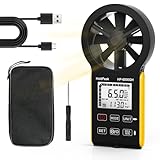 HOLDPEAK Digitales Anemometer, VMC, Windmesser, Messung der Windgeschwindigkeit/Temperatur, USB-C, LCD-Display, Hintergrundbeleuchtung, tragbarer Anemometer für den Außenbereich, für Kitesurfing
