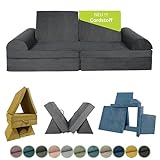 Pillows24 Kindersofa mit Schlaffunktion | Weiches Spielsofa aus Cordstoff | Bequemes Kinder Sofa mit abnehmbaren Bezügen | Ergonomische Kindercouch für Spielzimmer – Fancy Spielsofa für Kinder