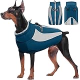 Kuoser Extras Wärme Hundemantel, Winddicht Hundejacke, Reflektierend Hundemantel Grosse Hunde, Hundemantel Winter, Moden Wintermantel Hund, Hundemantel Wasserdicht Blau XL