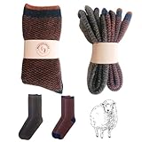 Feliz&Luk Norweger Socken Männer Nordic Wollsocken Elastisch Thermosocken 46-48 Herren, Wintersocken 2 Paar Warme und Weiche Baumwollsocken Grau Orange