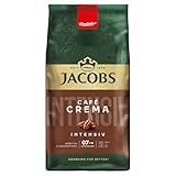 Jacobs Kaffeebohnen Café Crema Intense, intensiv mit Kakao- & Nussnote, geröstet in Bremen, Intensität 7/10, Kaffee ganze Bohnen, 1 kg
