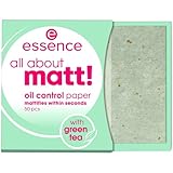 essence all about matt! oil control paper, mattierendes Papier, Puderpapier, transparent, glanzabsorbierend, matt, Nanopartikel frei, ohne Parfüm, ölfrei (50 Stück)