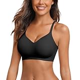 Vertvie Nahtloser BH Damen Ohne Bügel Bequemer BH Push Up Soft BH V Ausschnitt Weicher Bustier Ultrakomfortable BH Gepolstert Bralette T-Shirts BH Seamless Bra(1pc: Schwarz,L)