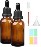Hyber&Cara Pipettenflaschen mit Glas Pipette 2 x 100ml Braune Glasflaschen Apothekerflaschen mit Tropfenpipette für ätherische Öle, Parfümöle, Flüssigfarbstoffen Aromatherapie -Mischungen