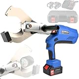 SHENGSHIYU Hydraulischer Kabelschneider 18V,Cable Cutter Electric mit Ladegerät und 2 Akku,Digitaldisplay,LED-Arbeitsleuchte,Cable Cutter Pliers für Kupfer-/Aluminium- und Panzerkabel,EZ-105C