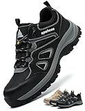 Arbeitsschuhe Herren S1P Sicherheitsschuhe Damen Leicht ESD Stahlkappenschuhe Küche rutschfest Atmungsaktiv Sportlich Schwarz EU 40