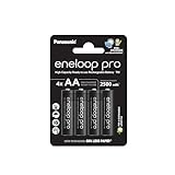 eneloop pro, AA/Mignon Ni-MH Akku, 4er-Pack, Kapazität mit min. 2500 mAh, Ready-to-Use Ni-MH Akkus, bis zu 500 Mal wiederaufladbar, plastikfreier Verpackung, pro, schwarz