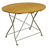 DEGAMO Gartentisch Biergartentisch Bad TÖLZ 100cm rund, Gestell Flachstahl verzinkt, Tischplatte Holz Robinie, klappbar, wetterfest, Outdoor