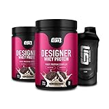 ESN, 2 x Designer Whey, Dark Cookies and Cream, 908g Dose + gratis Shaker, Eiweißpulver