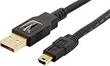 Amazon Basics USB-A auf Mini USB 2.0-Kabel, 480 Mbit/s Übertragungsgeschwindigkeit, mit vergoldeten Steckern, 0.9 m, Schwarz