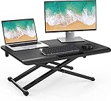 Fenge Stehpult für Laptop Computer Sitz-Steh Schreibtisch fit Single Monitor Riser, 65x40cm Tragbar und Höhenverstellbar Home Office Schreibtisch, schwarz