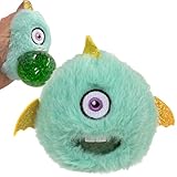 MIJOMA Plüsch-Squeeze-Ball Ø 7cm – Antistress Quetschball mit weichen Kuschelplüsch – Stressabbau & Spielspaß für Kinder & Erwachsene (Monster Mintgrün)