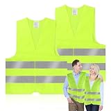 KEWUZY Warnwesten Auto, 2 Stück, Sicherheitsweste, Gelb, Reflektorweste Auto, Damen Herren Erwachsene, Unfallweste, für Autofahrer, Arbeiter, Outdoor-Enthusiasten