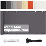 Balkon Sichtschutz Ohne Bohren, Blickdichte (Viele Längen & Höhen Zur Auswahl) Pes Balkonumrandung für Terrasse Garten Zaun, Windschutz UV-Schutz- 50cm x 200cm, Anthrazit