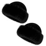 MmotZsb Fellmütze Damen, Pelzmütze Damen, 2 Stück Set in Schwarz, Weicher, Kopfumfang 56-58 cm, Ideal für Herbst und Winter