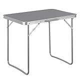 WOLTU Campingtisch Klapptisch Reisetisch mit Griff, 70x50x60cm(LxBxH) zusammenklappbar Gartentisch aus Alu und MDF für Picknick Strand im Freien, Grau, CPT8135gr