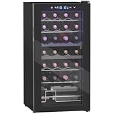HOMCOM Weinkühlschrank 2 Zonen 28 Flaschen 74L 5-18℃ Kompressor Getränkekühlschrank mit LED-Leuchte, Anti-UV Glastür, Kleiner Weinschrank Flaschenkühlschrank mit Touch-Screen Schwarz
