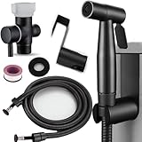 Bidet-Sprühgerät aus Stahl für Toilette – Handbrause für Stoffwindeln, Badezimmer-Jet-Kit mit explosionsgeschütztem Schlauch, großer Wasserdruck zum Baden von Haustieren & weibliche Hygiene (schwarz)