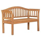 MR. DEKO® Gartenbank Wave Teakholz | Holzbank mit Lehne | Friesenbank für draußen | 2-Sitzer 128x53x85 cm | Sitzbank massiv & wetterfest für den Garten Balkon Terrasse | Parkbank zum Relaxen