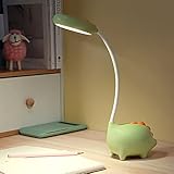 LUFEIS Schreibtischlampe Kinder, Schreibtischlampe Dinosaurier Kinderzimmer, Wiederaufladbare Schreibtischlampes, Dimmbare Nachttischlampe mit USB, Schreibtischlampes LED Augenschutz für Lesen (Grün)