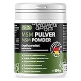 GreenPet MSM Pulver für Hunde & Pferde 500 g – Hochreines Methylsulfonylmethan, Reinheitsgrad 99,94%, Organischer Schwefel, Gelenkpulver für Sehnen, Bändern & Knorpel- Schwefel