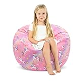 Decalsweet Sitzsack Kinder Spielzeug Stofftier Aufbewahrung, Große Größe Kuscheltiere Aufbewahrung für Mädchen Jungen, Sitzsack-Stuhlbezug für Kinderzimmer Farbverlauf Einhorn(Nur Tasche）