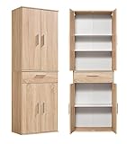 mokebo® Mehrzweckschrank 60cm Breite mit Schubladen 'Der Praktische', großer Büroschrank o. Aktenschrank, auch als Schuhschrank oder Apothekerschrank in 60x180x34 cm (B/H/T) in Anthrazit-Schwarz