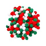 JIHUOO 600 Stück 1,5 cm große Weihnachts-Pompons, Weihnachtsbälle, kleine flauschige Pompons, flauschige Bastelbälle, Puffbälle, Weihnachts-Party-Dekorationen