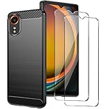 KUSINHOKA Hülle für Samsung Galaxy Xcover 7 + [2 Stück] Schutzfolie, Ultradünn Silikon [Anti-Kratzer] Handyhülle, Sturzfest Premium Weich Schutzhülle Protective Case für Galaxy Xcover 7, Schwarz