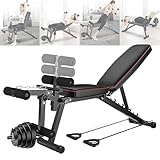 Hantelbank klappbar Verstellbar, Fitnessbank Weight Bench Platzsparend Gewicht Trainingsbank Verstellbar, Flach Bankdrücken Workout Bench Press Hebebank Sportbank Negativbank