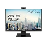 ASUS Business BE24EQK - 24 Zoll Full HD Monitor - 16:9 IPS Panel, 1920x1080 - Blaulichtfilter, Webcam, Mikrofon - DisplayPort, HDMI, D-Sub - Rahmenlos, Schwarz