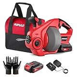 POPULO Rohrreinigungsspirale Akku-Rohrreiniger, 7,6m 18V Elektrischer Abflussreiniger für 18-65mm Rohrverstopfungen Verwendet, Geeignet für WC, Kanalisation, Badewanne, Küchenspüle und Waschbecken