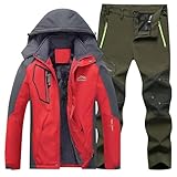 Generisch Herren-Skibekleidung Winter Kapuzenjacke Hose Outdoor-Aktivitäten Ski-Enthusiasten bequem atmungsaktiv (Army Green, XXXXXL)