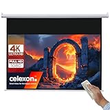celexon Basic Motor-Leinwand 90' | 200x113 cm 16:9 | elektrische Full-HD 4K Beamer-Leinwand für Heimkino oder Büro-Präsentationen | geeigent zur Deckenmontage oder Wandmontage | inkl. Fernbedienung