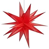 Led Weihnachtsstern Rot/Weiß, Adventsstern, für Außen, Kunststoff 55cm Mit LED Lampe 3W (Rot)