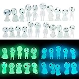 Wekuw 20 Stück Waldgeister Gartendeko, Leuchtende Gartendeko Figuren Elfen, Mini Kunstharz Prinzessin Figuren für Garten Topfpflanze, für Schlafzimmer, Halloween (Blau + Grün)