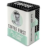 Nostalgic-Art Retro Vorratsdose L, 3 l, Coffee First – Geschenk-Idee für Kaffee-Fans, Große Kaffee-Dose aus Blech, Vintage Design, Kaffee-Deko