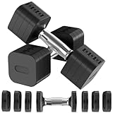 Hezeyferg Verstellbare Hanteln 2er Set, Einstellbare Gewicht Hanteln mit 4 Stufen 2,0 kg, 3,0 kg, 4,0 kg, 5,0 kg, Handgewichte Sets für Damen/Herren, Heim-Fitnessstudio, Ganzkörpertraining, Schwarz