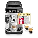 De'Longhi Magnifica Evo ECAM292.81.SB, Kaffeevollautomat mit Milchsystem, 7 Direktwahltasten für Cappuccino, Espresso und weitere Kaffeespezialitäten, Bedienfeld, 2-Tassen-Funktion, Silber/Schwarz