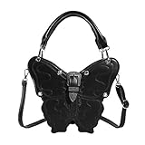 Coole Rucksäcke Für Schule Mädchen Silber-schwarze Schmetterlingstasche, kreativer Rucksack, Einzelschulter-Umhängetasche, Premium-Feeling-Handtasche Fahrrad Rucksäcke Herren (Black, One Size)