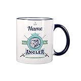 Herz & Heim® Tasse mit Namen für Angler - das beste Hobby der Welt