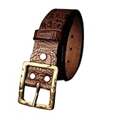 HomeJoySet Echter Handgefertigter Rindsledergürtel – Krokodildruck, 38 Mm, Strapazierfähig, Einzeldornschnalle Aus Antikem Messing, 110 Cm (43 Zoll), Schwarz(Coffee,110cm/43)