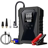 Biniveil Starthilfegerät Für Autobatterien, 12V Starthilfe mit Reifenkompressor, Digitales Wiederaufladbares Power Bank Als Booster Für Autostart In Garage Werkstatt Und Auf