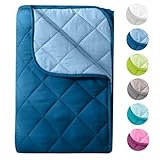 wometo Microfaser Sommer Steppbett Wende-Design 135x200 oekoTex - dunkelblau und blau Kochfest 95° Sommerbettdecke Leichtsteppbett für Camping und heiße Tage I ohne Bezug verwendbar I farbig & bunt
